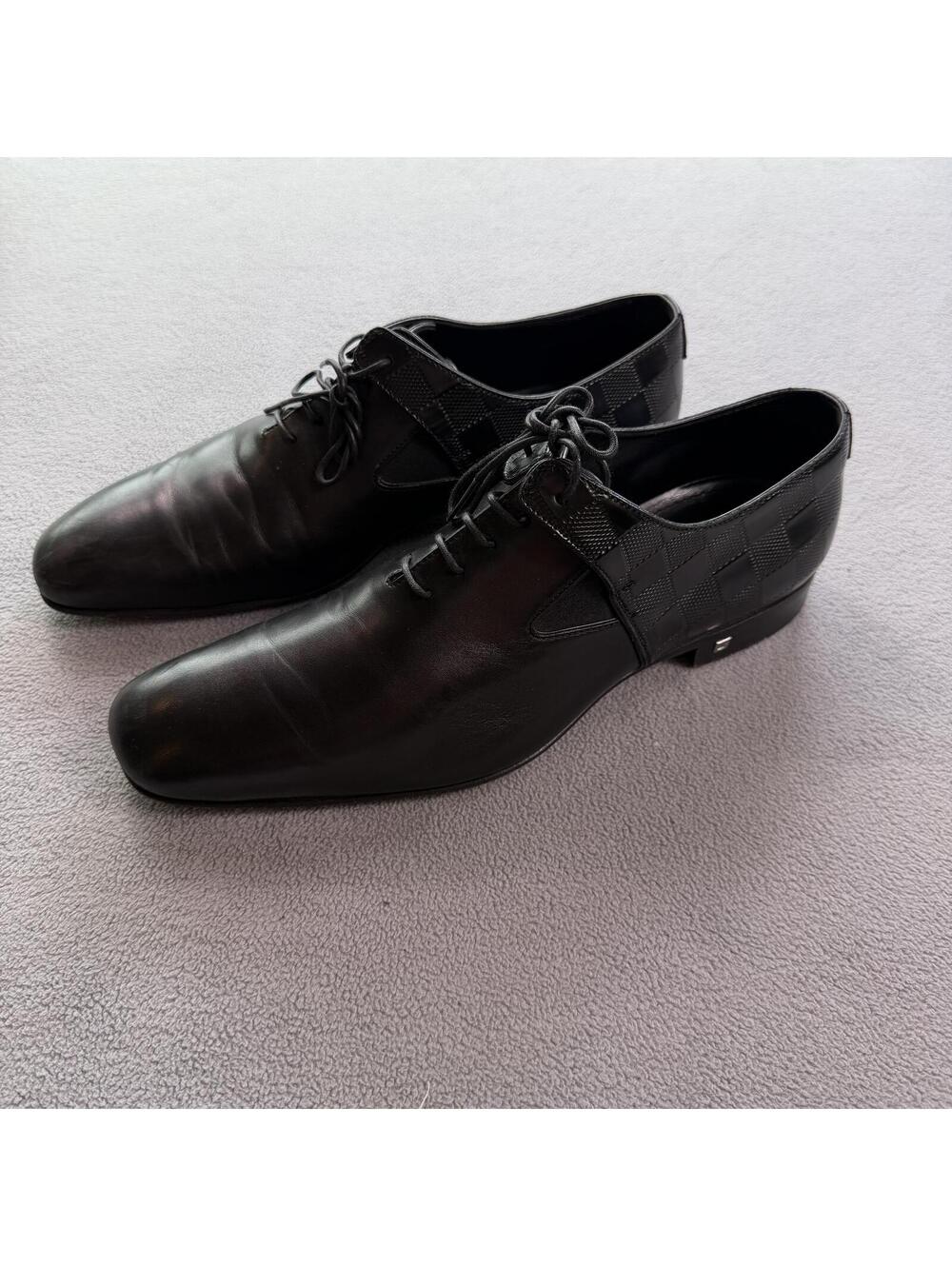 Louis Vuitton Paris Damier Leather Dress Shoes Black Size 6 Made In Italy
